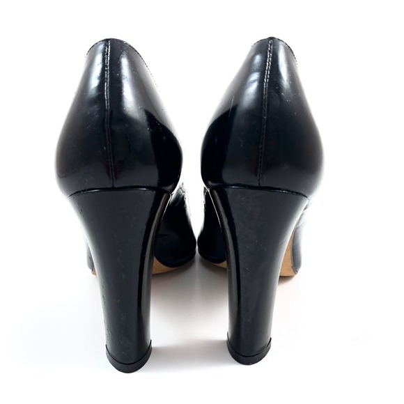 MICHAEL KORS COLLECTION Italian crafted black patent leather peep toe pumps - Picture 4 of 10